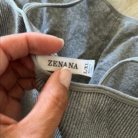 Grey Ribbed Crop Tank Top - Picture 2 of 4